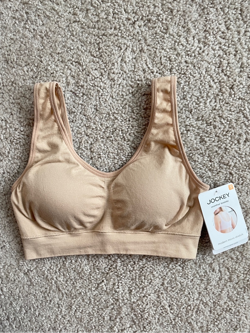 Jockey Modern Micro Stretch Nude Cream Tan Seamfree Bralette Bra Size Small